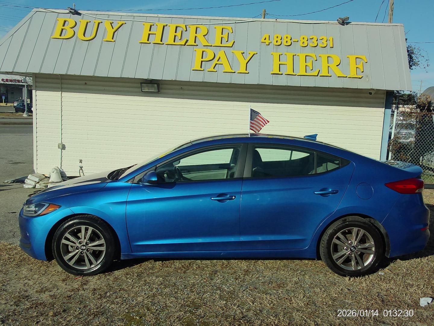 2017 Blue Hyundai Elantra Limited (5NPD84LF4HH) with an 1.8L L4 DOHC 16V engine, 6A transmission, located at 2553 Airline Blvd, Portsmouth, VA, 23701, (757) 488-8331, 36.813889, -76.357597 - Photo#0