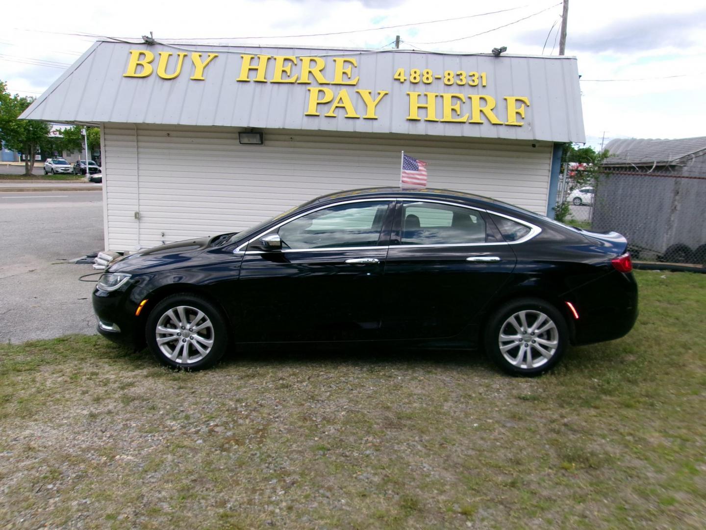 2015 Black Chrysler 200 Limited (1C3CCCAB3FN) with an 2.4L L4 DOHC 16V engine, 9-Speed Automatic transmission, located at 2553 Airline Blvd, Portsmouth, VA, 23701, (757) 488-8331, 36.813889, -76.357597 - Photo#0