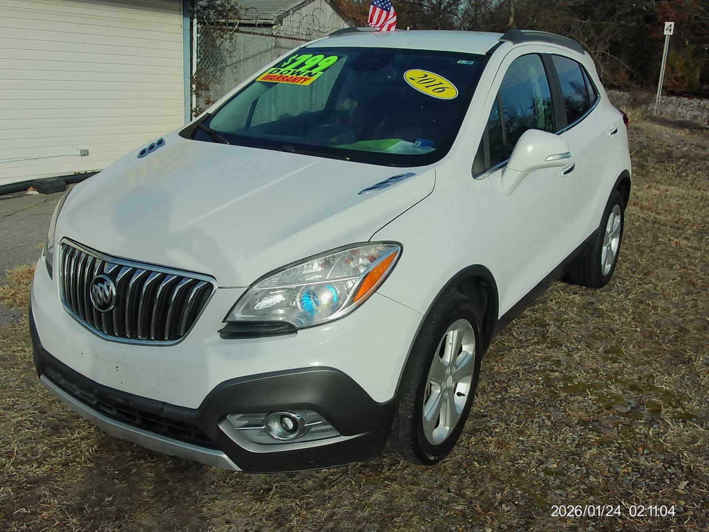 2016 White Buick Encore Convenience FWD (KL4CJBSB2GB) with an 1.4L L4 DOHC 16V TURBO engine, 6A transmission, located at 2553 Airline Blvd, Portsmouth, VA, 23701, (757) 488-8331, 36.813889, -76.357597 - Photo#1
