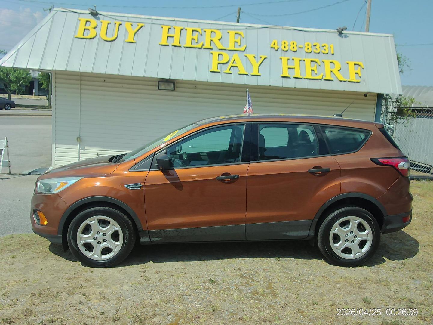 2017 Orange Ford Escape S FWD (1FMCU0F71HU) with an 2.5L L4 DOHC 16V engine, 6A transmission, located at 2553 Airline Blvd, Portsmouth, VA, 23701, (757) 488-8331, 36.813889, -76.357597 - ***VEHICLE TERMS*** Down Payment: $799 Weekly Payment: $110 APR: 23.9% Repayment Terms: 42 Months *** CALL ELIZABETH SMITH - DIRECTOR OF MARKETING @ 757-488-8331 TO SCHEDULE YOUR APPOINTMENT TODAY AND GET PRE-APPROVED RIGHT OVER THE PHONE*** - Photo#0