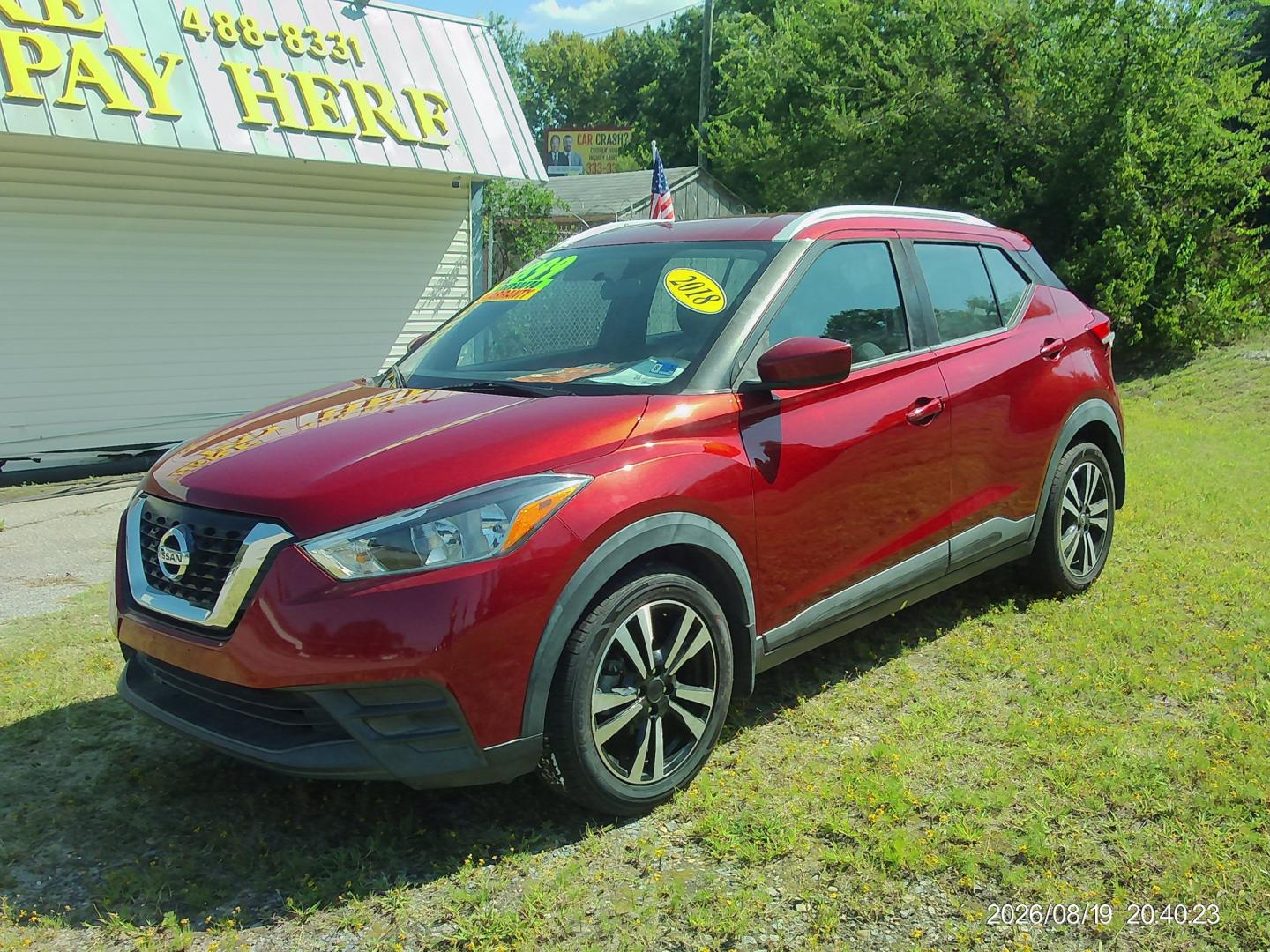2018 Red Nissan Kicks SV (3N1CP5CU6JL) with an 1.6L L4 engine, CVT transmission, located at 2553 Airline Blvd, Portsmouth, VA, 23701, (757) 488-8331, 36.813889, -76.357597- Photo#1