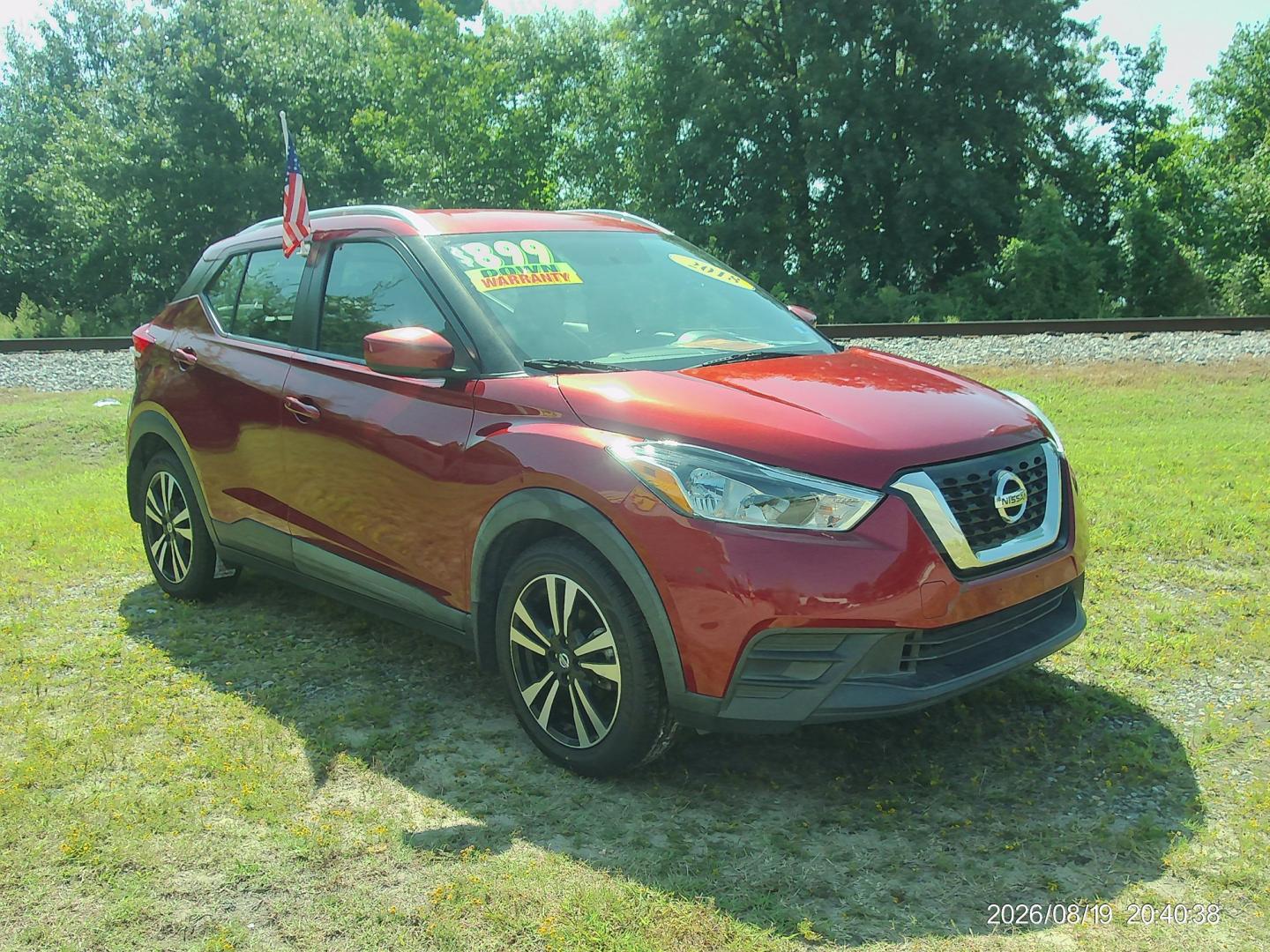 2018 Red Nissan Kicks SV (3N1CP5CU6JL) with an 1.6L L4 engine, CVT transmission, located at 2553 Airline Blvd, Portsmouth, VA, 23701, (757) 488-8331, 36.813889, -76.357597- Photo#3